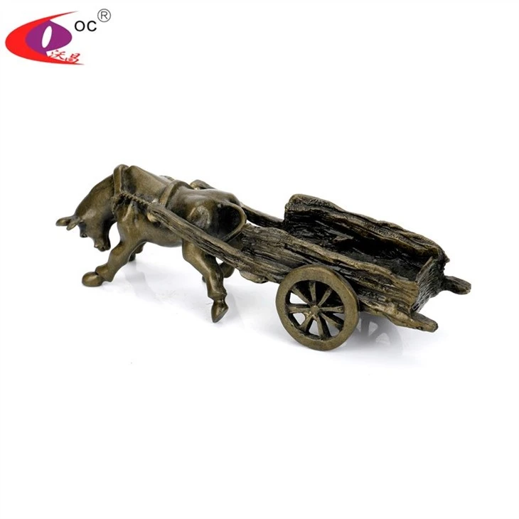 Custom Metal Animal Figurines Horse Carriage Statue Desktop Decoration